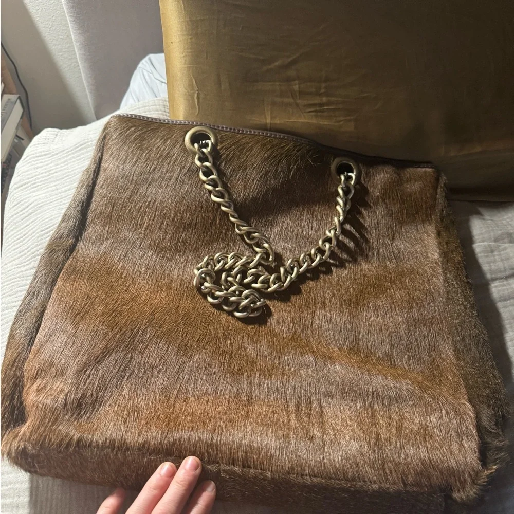 Maurizio Taiuti Elegant Brown Chain Tote Bag